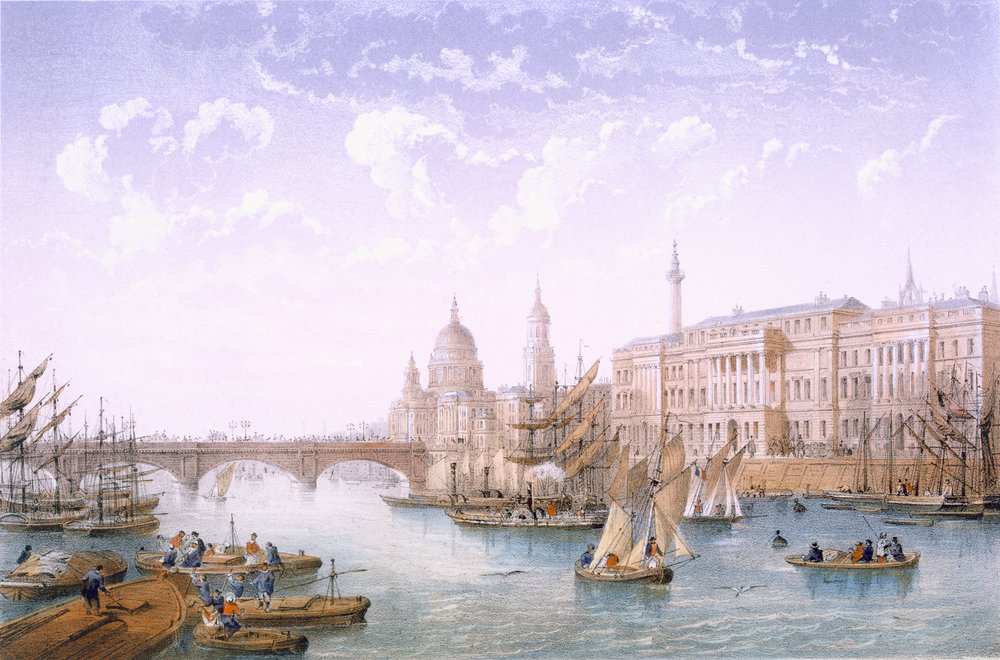 Zollhaus und London Bridge, 1862 von Achille-Louis Martinet