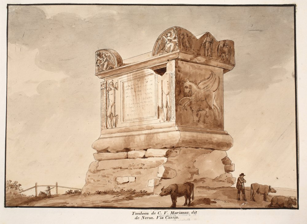 Das Grab von C.V. Marianus, auch bekannt als Neros Grab. Via Cassia, 1833 von Agostino Tofanelli