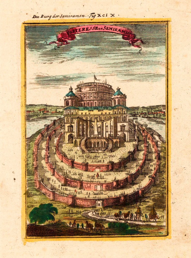 Die Festung und die hängenden Gärten der legendären Königin Semiramis