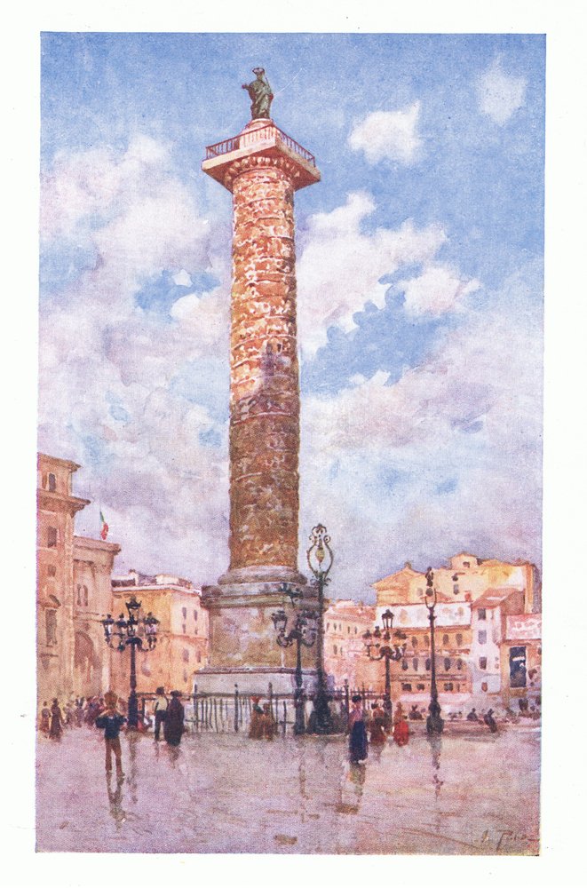 Säule des Marcus Aurelius, Piazza Colonna, aus Rom veröffentlicht von A & C Black Ltd, 1925 von Alberto Pisa