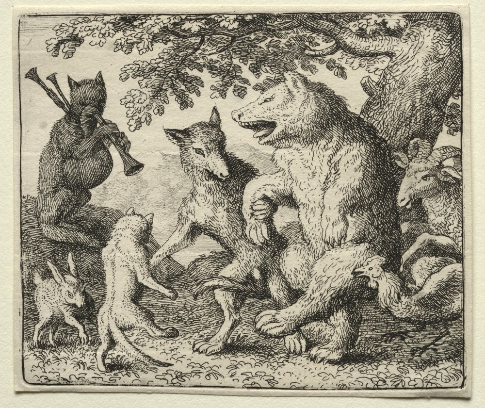 Reineke Fuchs: Der Wolf und der Bär feiern ihre Freiheit von Allart van Everdingen
