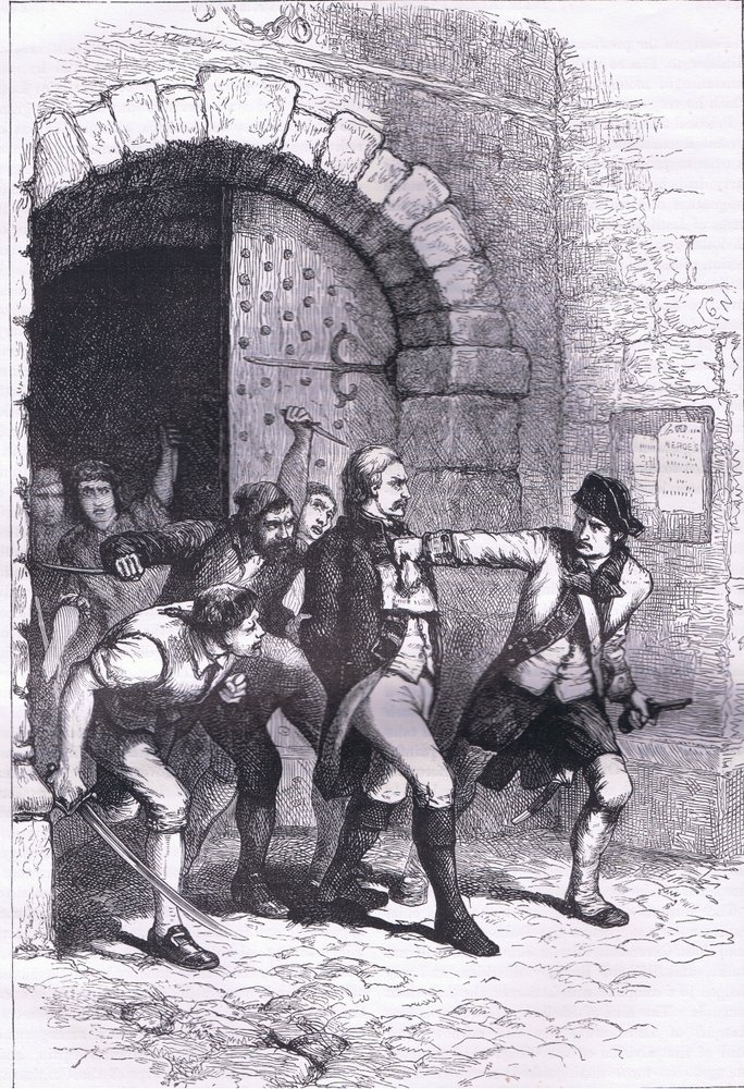 Huddy wird aus dem Gefängnis geführt, um gehängt zu werden, Illustration aus Cassells Geschichte der Vereinigten Staaten, veröffentlicht von Cassell, Petter & Galpin, ca. 1900 (Lithografie) von American English school