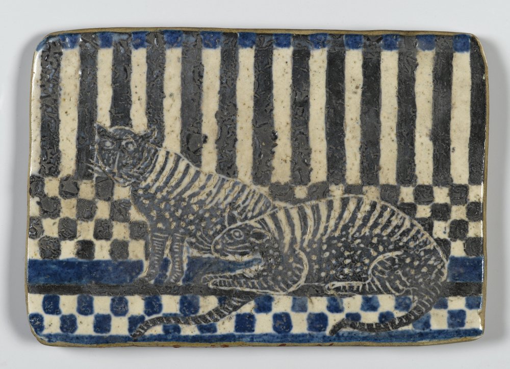 Fliese mit Wildkatzen von American School