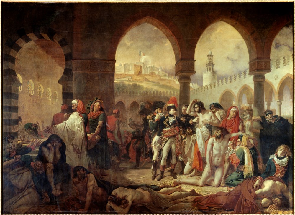 Kampagne von Ägypten (1798-1801): Napoleon Bonaparte besucht die Pestkranken von Jaffa am 11.03.1799 von Antoine-Jean Gros