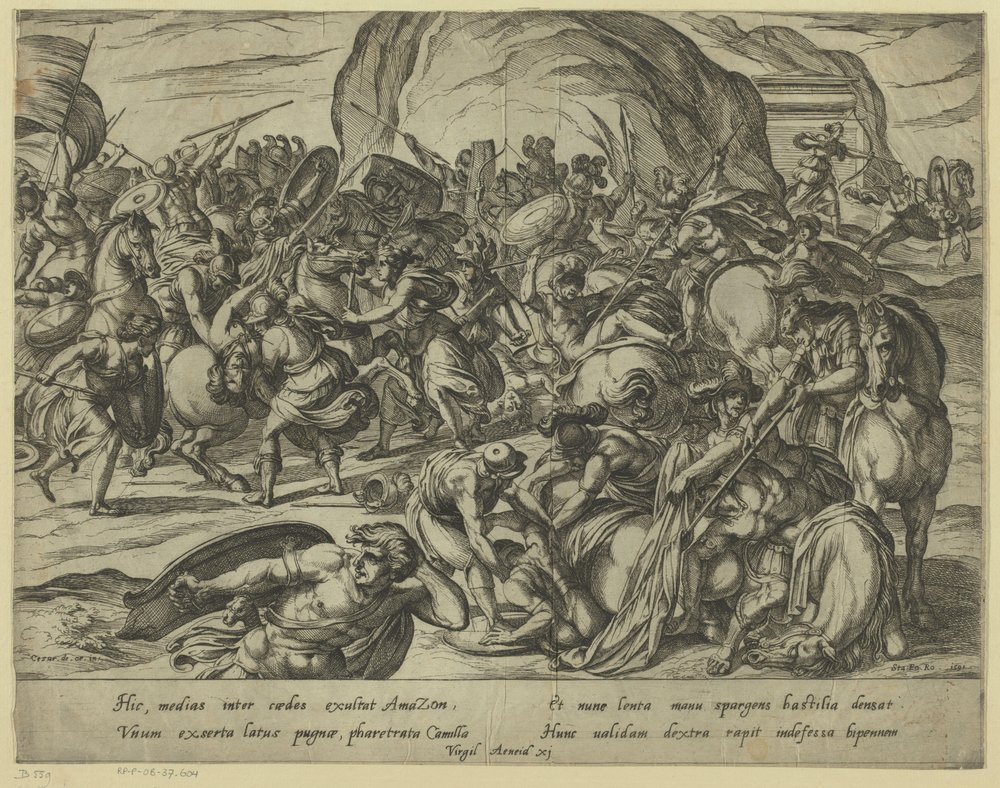 Der Tod von Camillus im Kampf zwischen Griechen und Römern von Antonio Tempesta