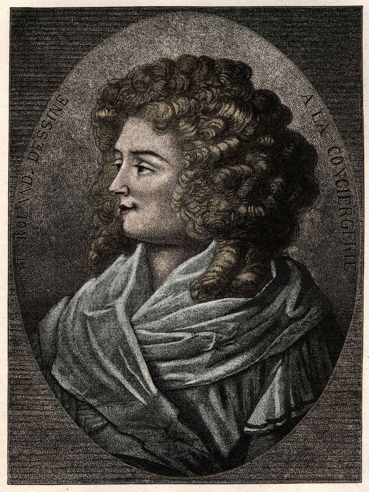 Porträt von Manon (Jeanne Marie) Roland Philipon genannt Madame Roland (1754-1793) in der Concierge, Mitglied der Girondisten während der Französischen Revolution von Artist Unknown