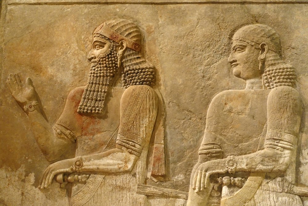 Detail von Sargon II und Wache, Relief aus dem Palast von König Sargon in Khorsabad, ca. 716-713 v. Chr. von Assyrian