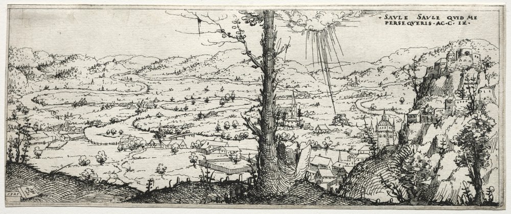 Landschaft mit der Bekehrung des Saulus, 1545 von Augustin Hirschvogel