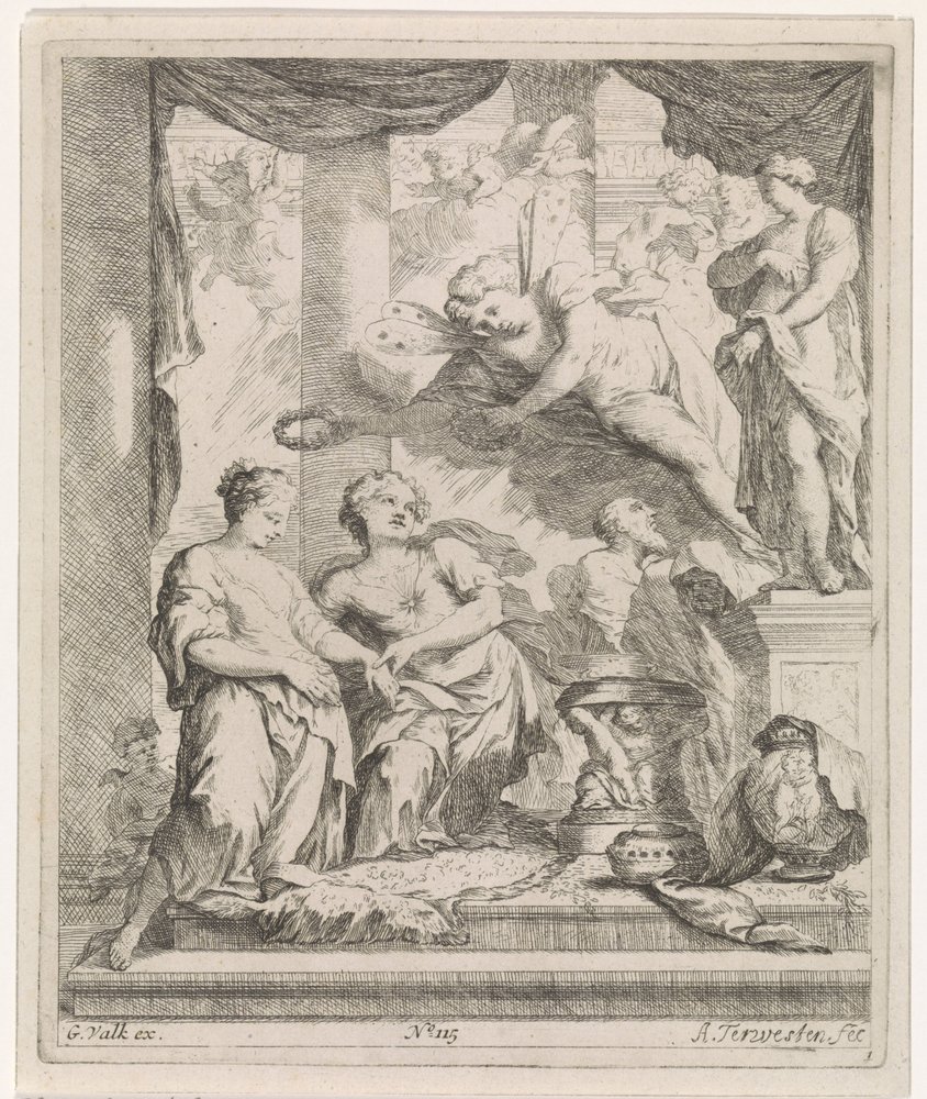 Mann und Frau vor einem Altar, von der Liebe gekrönt von Augustinus Terwesten (I)