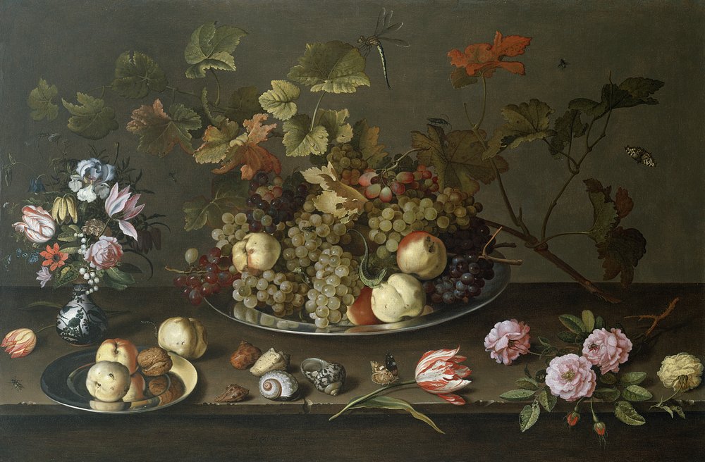 Stillleben mit Früchten, Blumen und Muscheln von Balthasar van der Ast