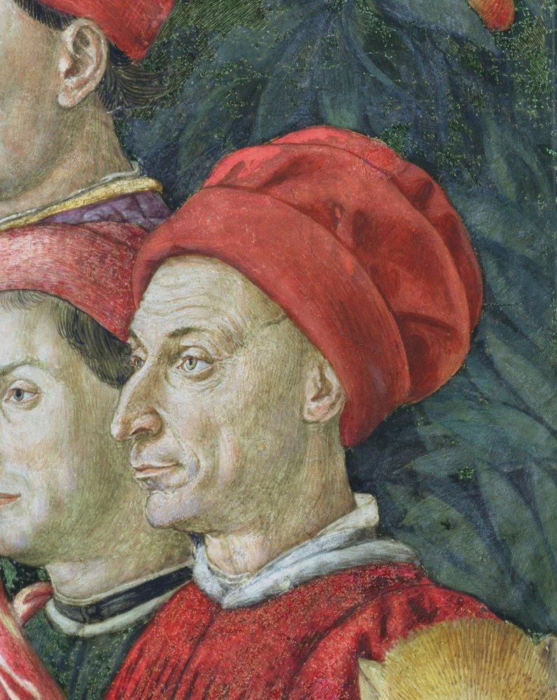 Gesicht in der Prozession, Detail aus dem Zyklus der Reise der Heiligen Drei Könige in der Kapelle von Benozzo di Lese di Sandro Gozzoli
