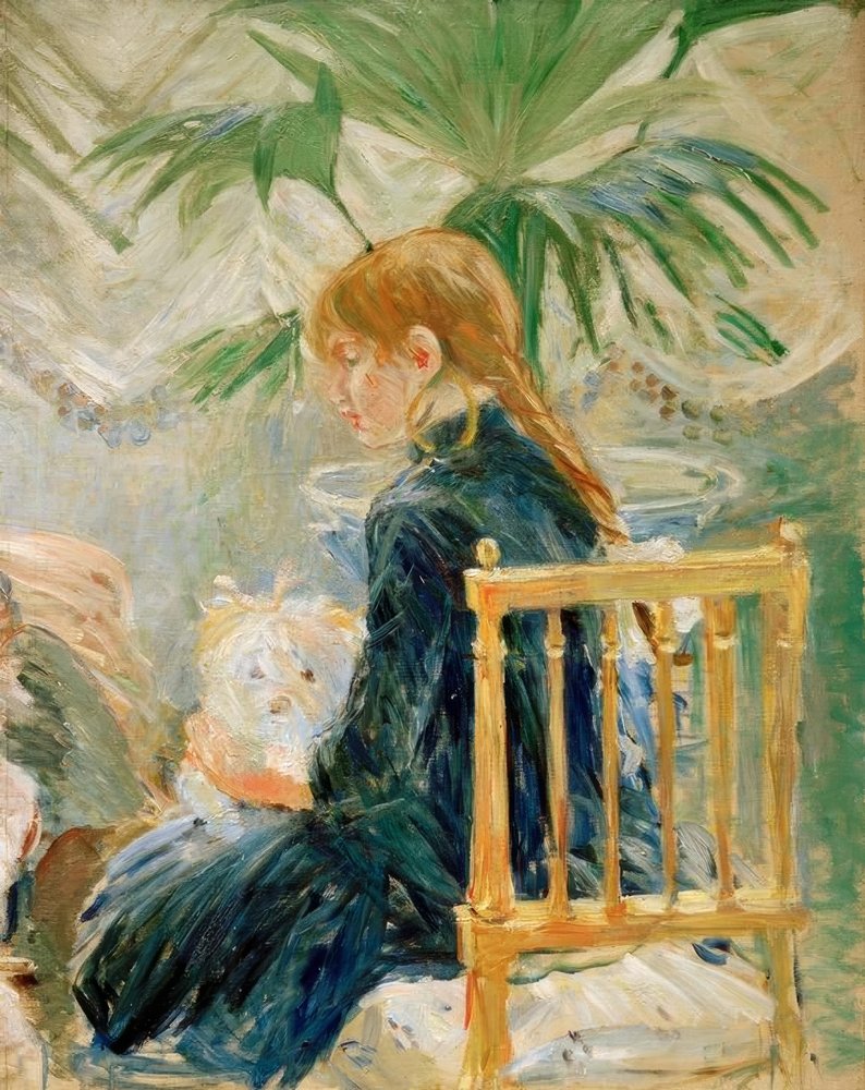Kleines Mädchen mit Hund (zweites Fragment) von Berthe Morisot