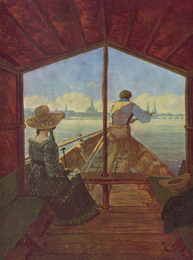 Eine Gondel auf der Elbe bei Dresden von Carl Gustav Carus