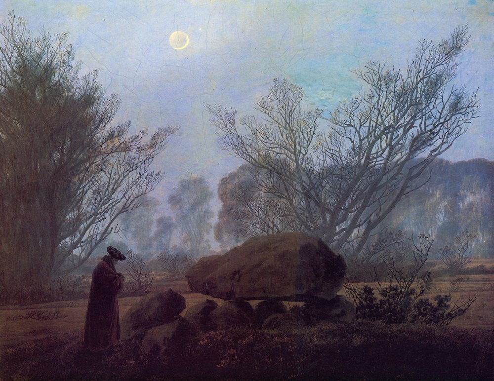 Spaziergang in der Abenddämmerung (Mann bei der Betrachtung eines Megalithen) von Caspar David Friedrich