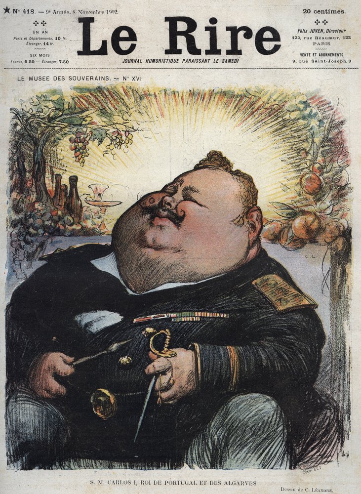 Karl I., König von Portugal (1863-1908) - Karikatur von Charles Leandre (1862-1934) in „Le Rire“ vom 8. November von Charles Leandre