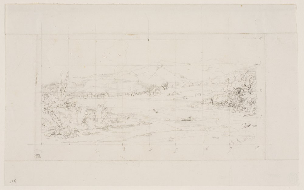 Die kleine französische Kolonie in Akaroa, 1845 von Charles Meryon