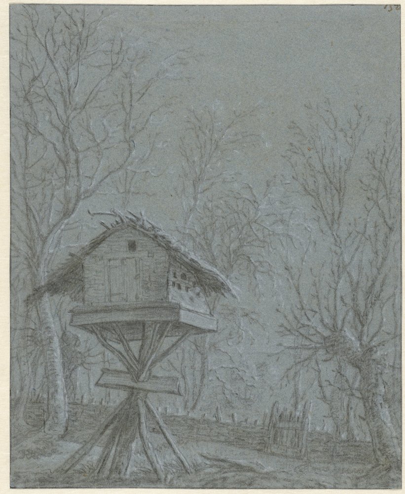 Taubenschlag zwischen Bäumen von Cornelis Saftleven (possibly)