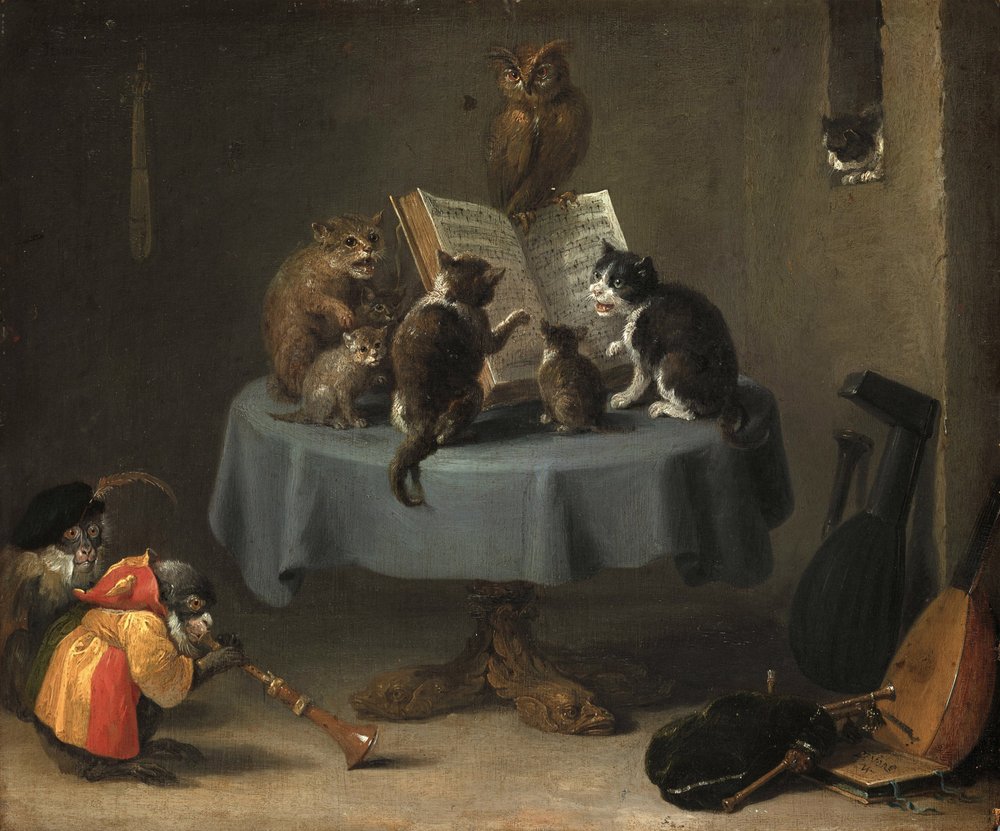 Das Katzenkonzert, Größe: 26 x 31,5 von David Teniers the Younger