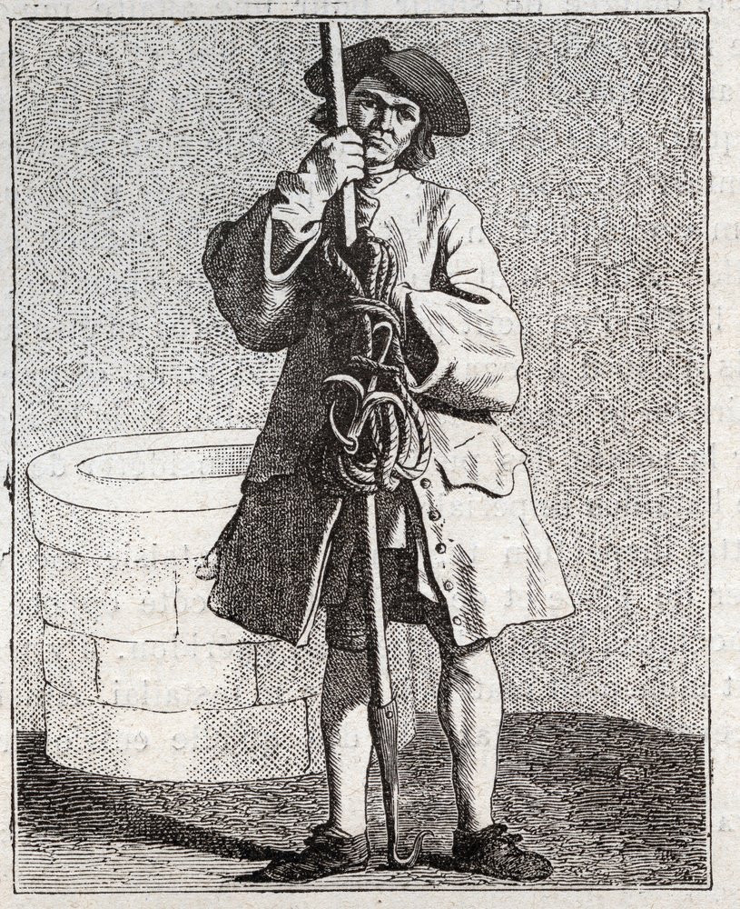 Der Brunnenreiniger - Kleines Gewerbe in Paris („Études prises dans le bas Peuple, ou les Cris de Paris“) - Gravur von Edme Bouchardon (1698-1762) von Edmé Bouchardon