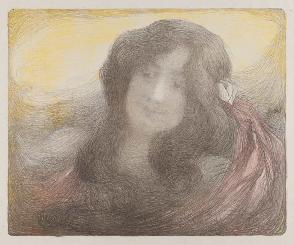 Mädchen mit langen Haaren von Edmond-François Aman-Jean