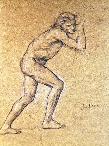 Studie eines männlichen Aktes für „Die Rückkehr des verlorenen Sohnes“, 1869 von Edward John Poynter