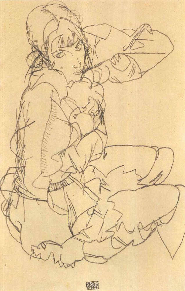 Sitzendes Mädchen von Egon Schiele