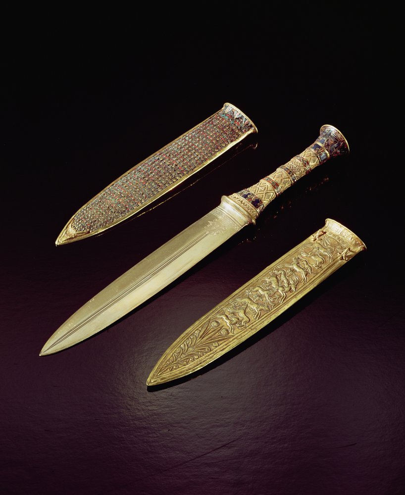 Goldener Dolch und Scheide aus dem Grab Tutanchamuns (ca. 1370-1352 v. Chr.), Neues Reich von Egyptian 18th Dynasty