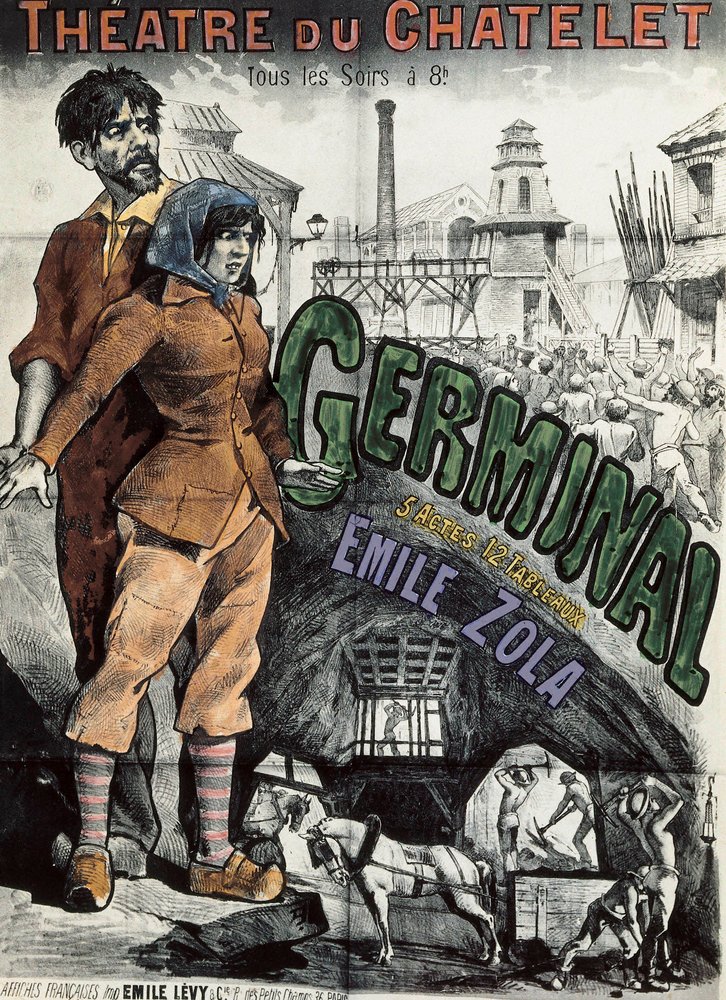 Plakat für die Theateraufführung des Romans "Germinal" von Emile Zola im Théâtre du Châtelet in Paris von Emile Levy