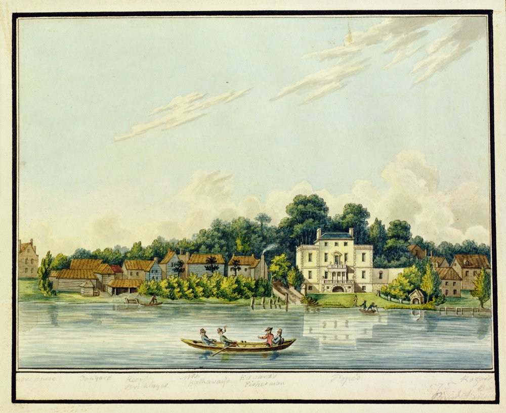 Alexander Popes Villa in Twickenham, um 1800 von English School