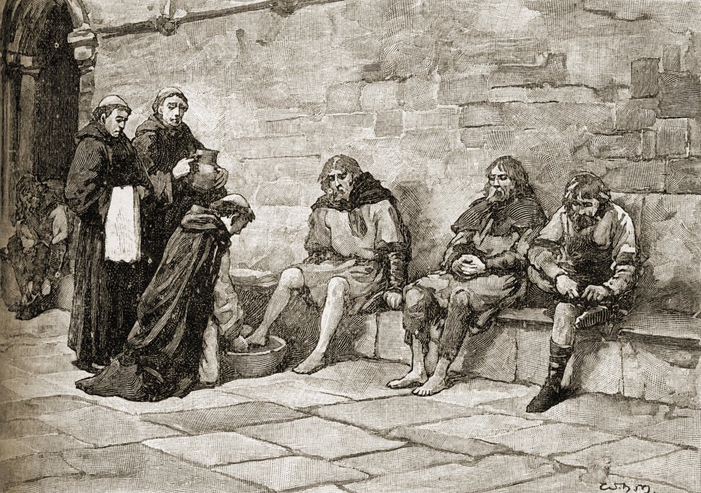 Thomas Becket (ca. 1118-70) wäscht die Füße der Bettler von English School