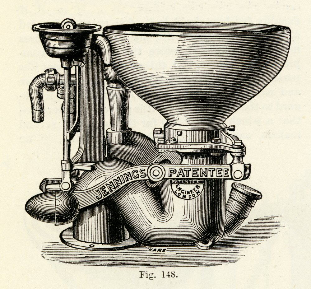Jennings verbessertes Bramah-Ventil-Klosett, 1870 von English School