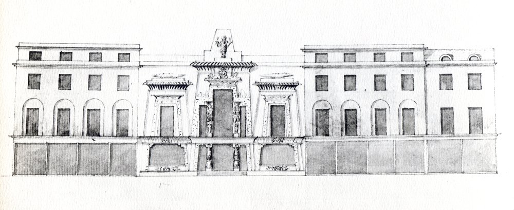 Vorschlag für die Egyptian Hall, Picadilly, 1810 (Tinte auf Papier) von English School