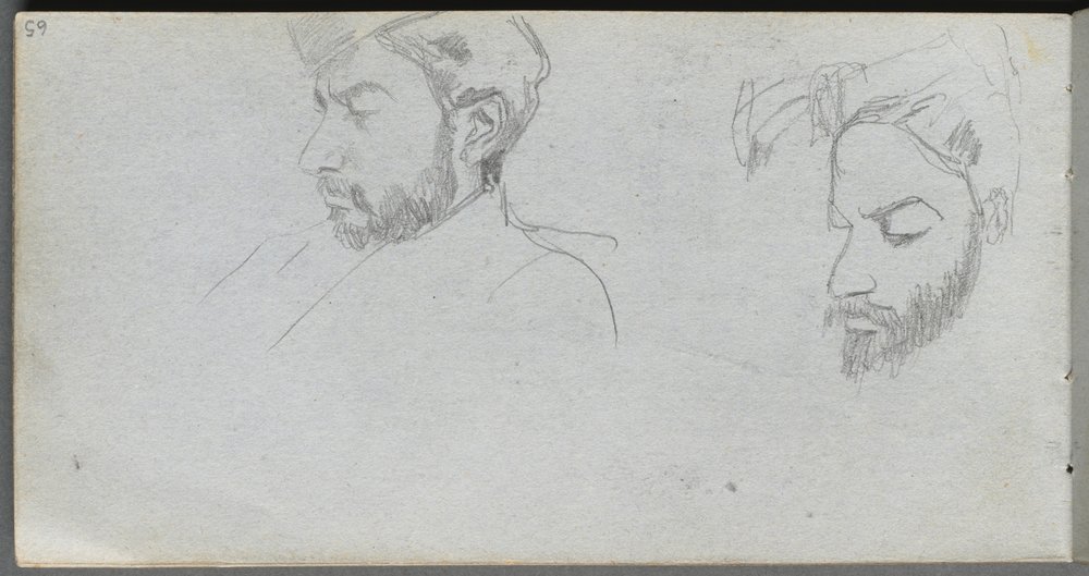Skizzenbuch, Seite 65: Profilstudie von Gesichtern von Ernest Meissonier