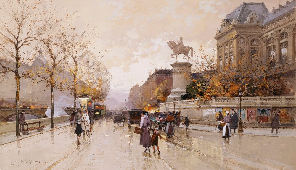 Eine Pariser Straßenszene von Eugene Galien-Laloue