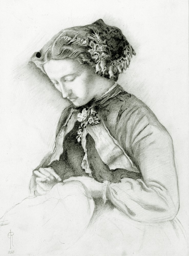 Porträt von Effie mit Fingerhüten im Haar (Der Fingerhut), 1853 von Euphemia Ruskin