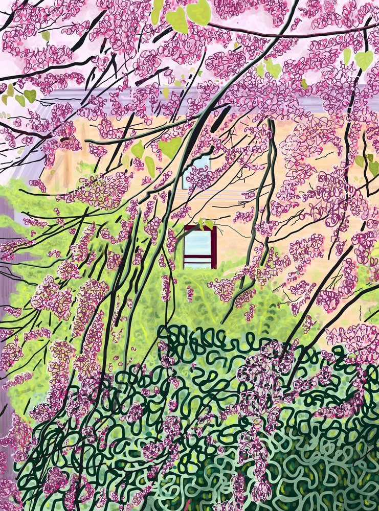 Frühlingsbäume und Wohngebäude, Prospect Park von Evan Sklar