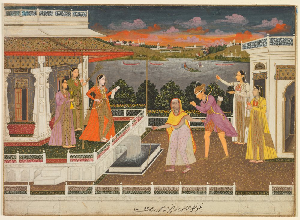 Ein blindfolded Freier wird vor eine Prinzessin gebracht, 1755 von Fayzullah