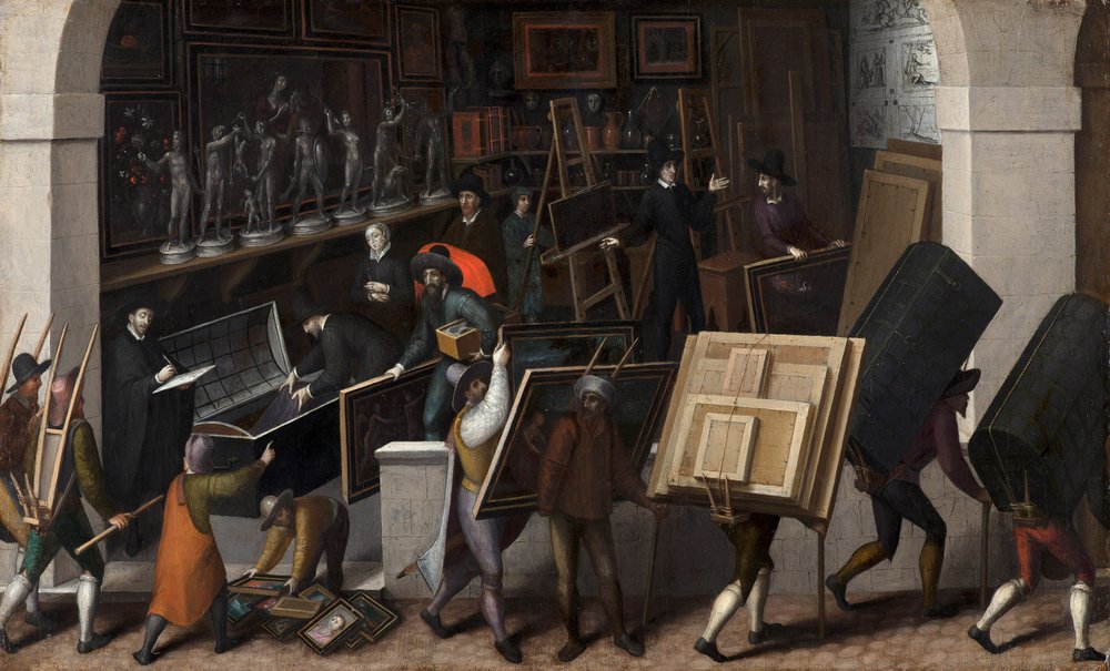 Die Beschlagnahme des Inhalts eines Malerateliers, um 1590 von Francois Bunel