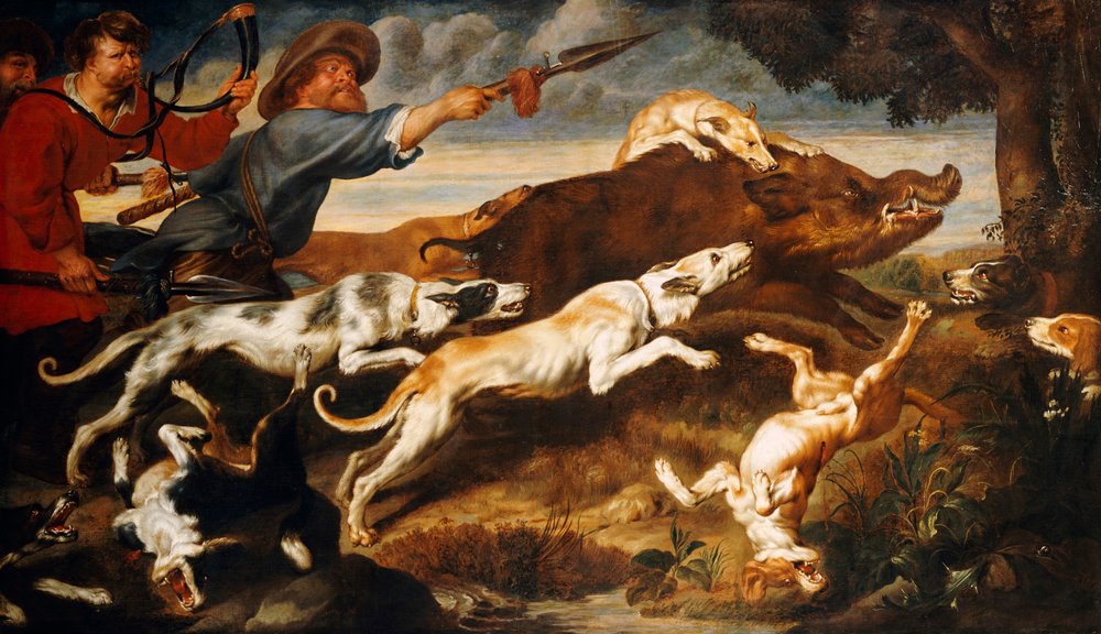 Eine Wildschweinjagd von Frans Snyders or Snijders