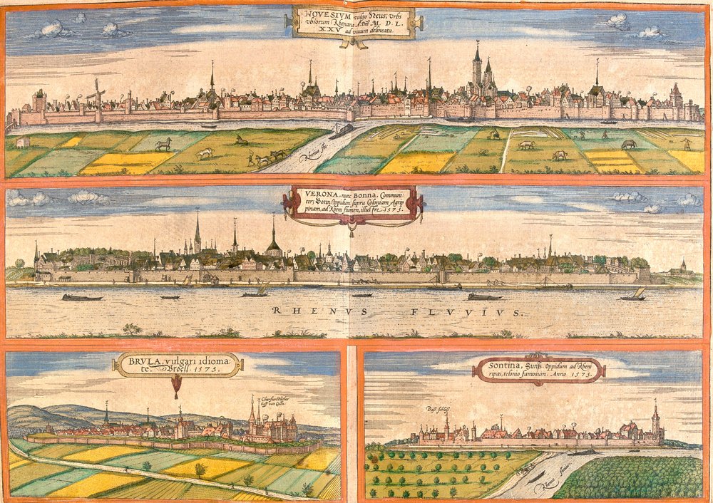 Ansichten von Neuss, Bonn, Brühl und Zons, Deutschland von Franz Hogenberg