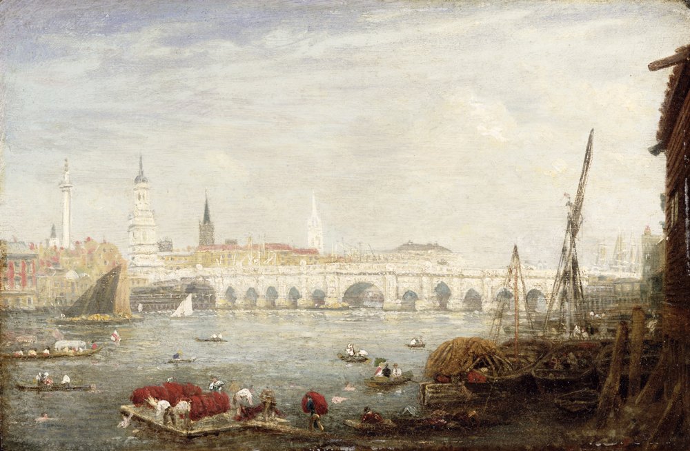 Das Monument und die London Bridge, c.1820-80 von Frederick Nash