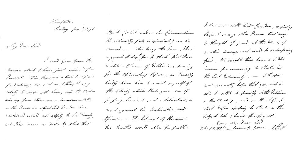 Brief von William Pitt an den Herzog von Portland, 1796 von Frederick George Netherclift