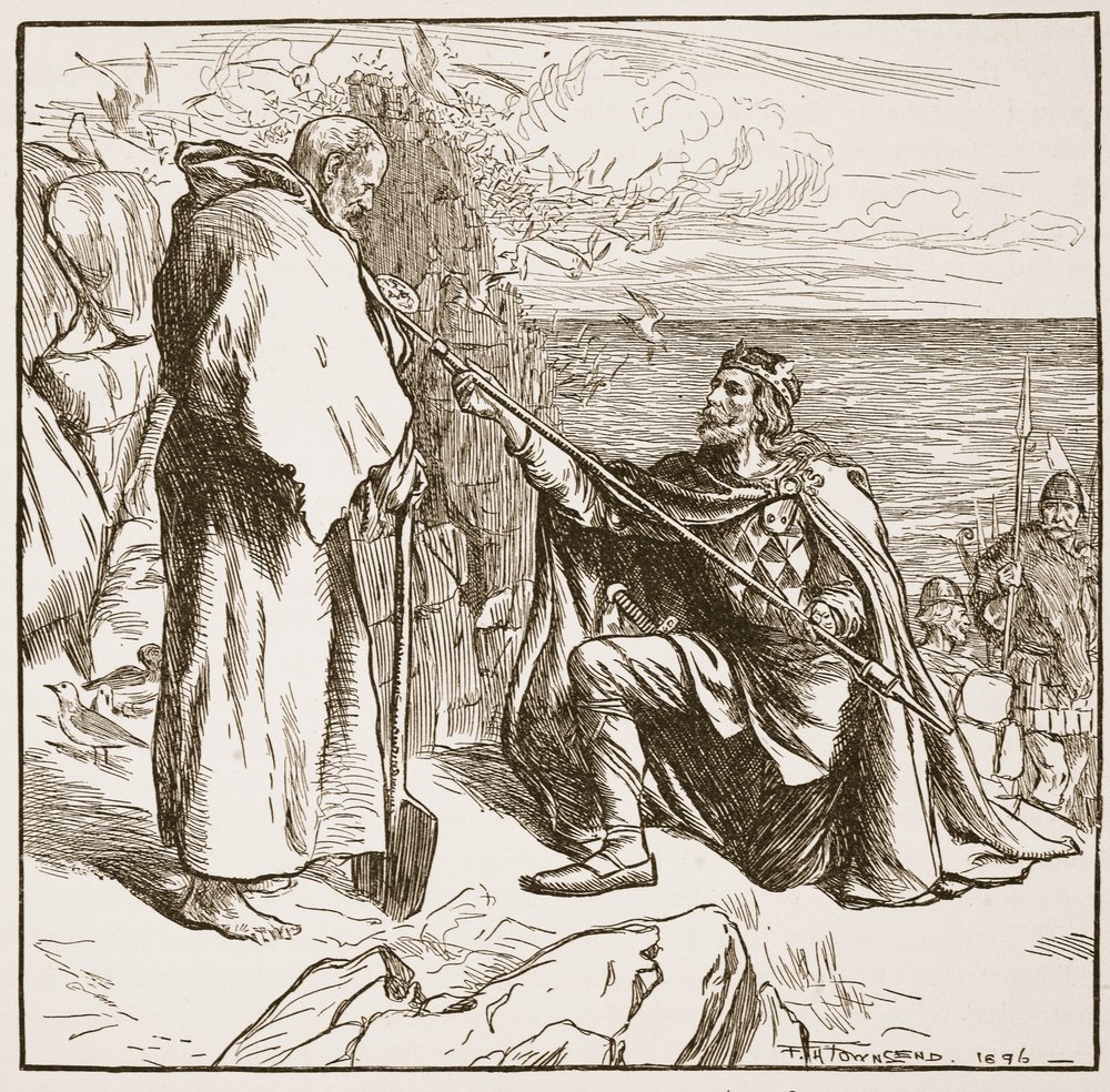 Egfrid bittet St. Cuthbert, Illustration aus 
