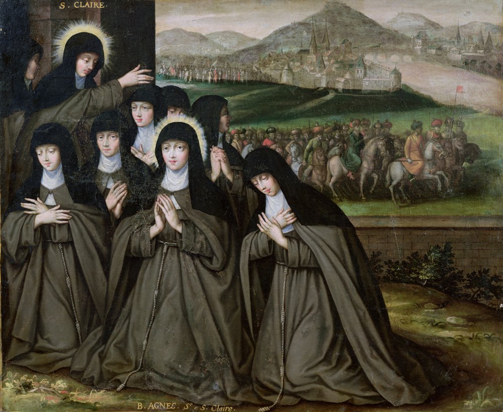 St. Klara mit ihrer Schwester Agnes und Nonnen von French School