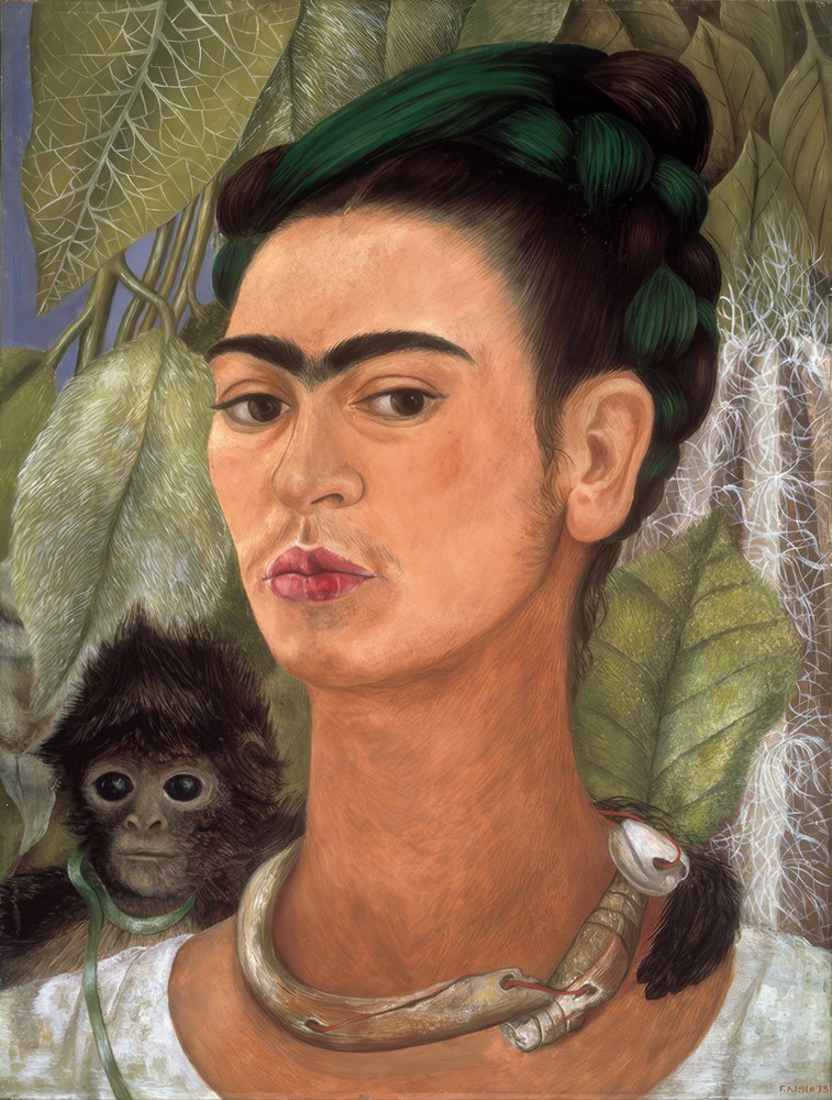 Selbstporträt mit Affe von Frida Kahlo: Kunstdruck kaufen