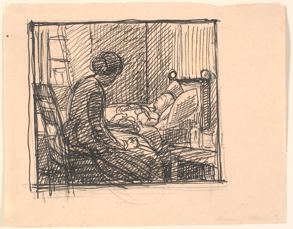 Da saß eine Mutter bei ihrem kleinen Kind... von Fritz Syberg