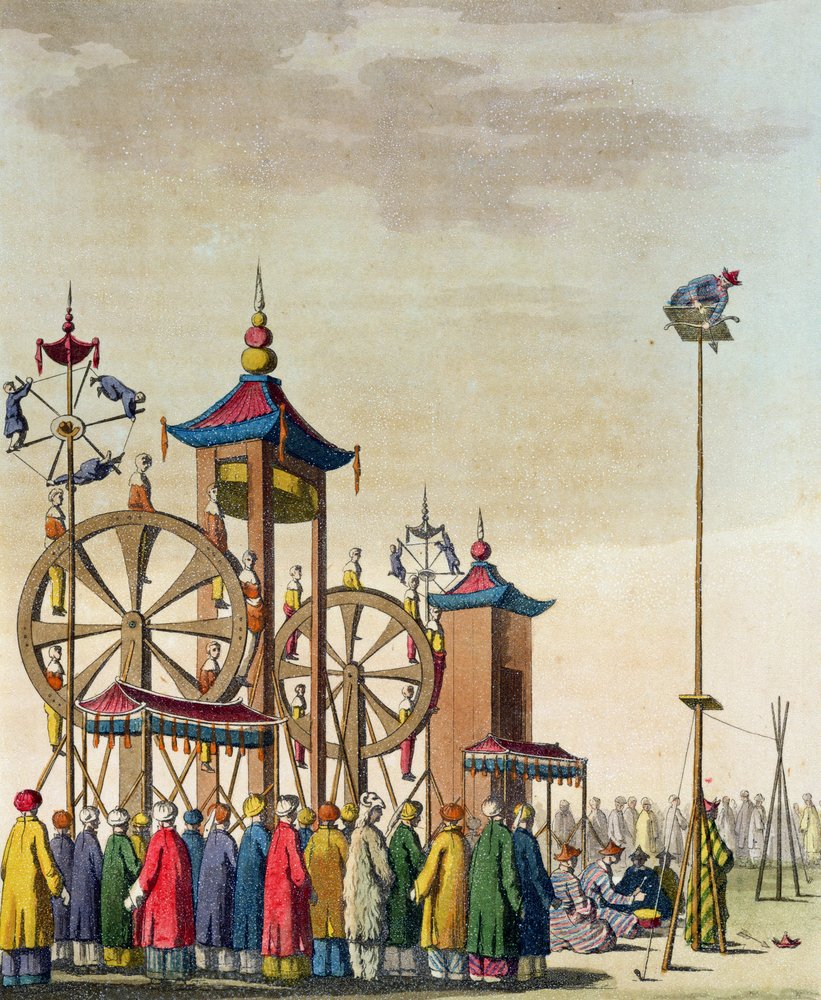 Ein chinesischer Zirkus, Illustration aus 'Le Costume Ancien et Moderne' von Giulio Ferrario, veröffentlicht um 1820er-30er Jahre von Gaetano Zancon