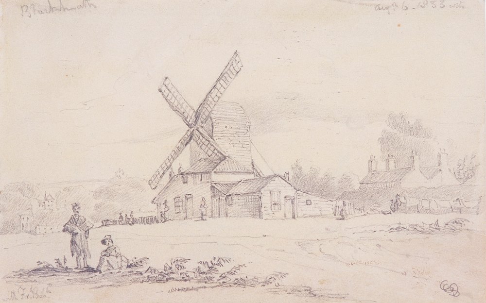 Ansicht der Mühle mit einer Windmühle auf Blackheath, Greenwich, London, 1833 von George Shepheard