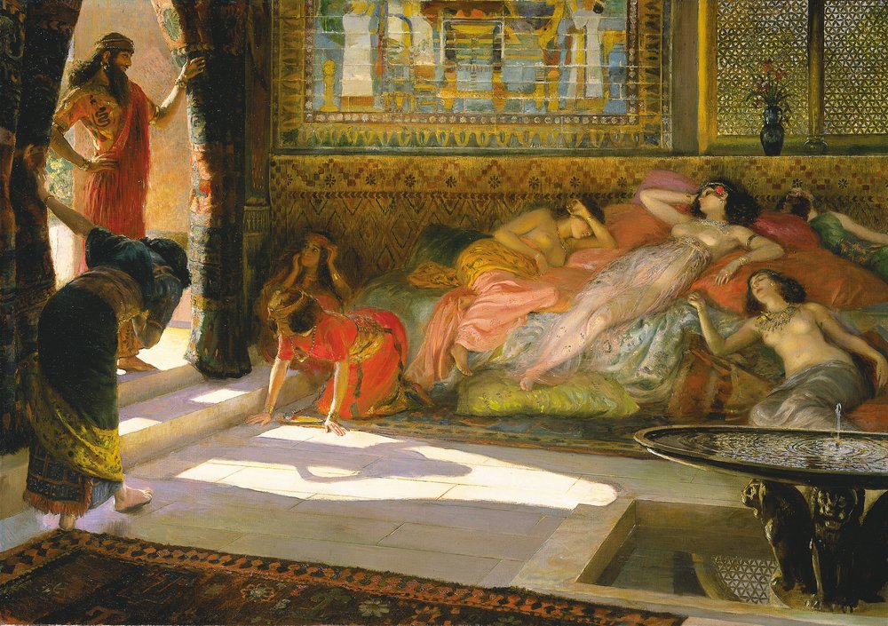 Neuankömmling im Harem, Theben, 18. Dynastie, ca. 1890 von Georges Marie Rochegrosse