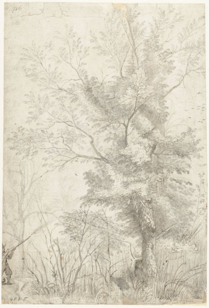 Wald der Villa Madama außerhalb Roms, mit einem schießenden Jäger von Gerard ter Borch
